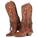 SaraIris Women's Cowgirl Boots Knee High Fringe Boots