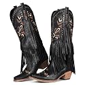 SaraIris Women's Cowgirl Boots Knee High Fringe Boots