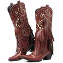 SaraIris Women's Cowgirl Boots Knee High Fringe Boots