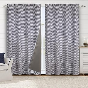 saral home chevron designer curtains blue long door 9 feet- 2 pc blackout