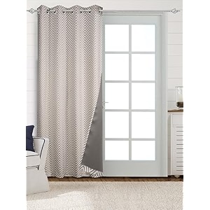 saral home chevron designer curtains grey long door 9 feet- 1pc blackout