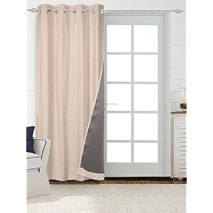 saral home chevron designer curtains beige door 7 feet- 1pc blackout