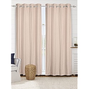 saral home easy living chevron designer curtains beige door 7 feet- 2pc blackout