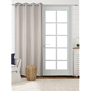 saral home easy living chevron cotton 100 blackout opaque door curtain 1pc grey 4x7 feet