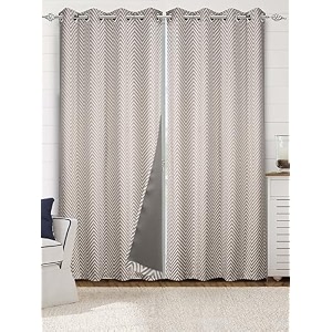 saral home chevron designer curtains grey door 7 feet- 2pc blackout
