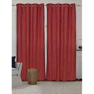 saral home easy living chevron cotton 100 blackout opaque door curtain 2pc rust 4x7 feet