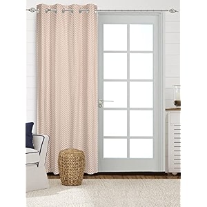 saral home chevron designer curtains beige long door 9 feet- 1pc blackout