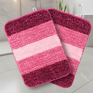 Saral Home Microfiber Striped Anti-Skid Bath Mats