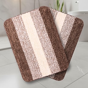 Saral Home Microfiber Striped Rectangle Shaped Anti-Skid