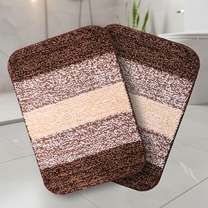 Saral Home Microfiber Striped Anti-Skid Bath Mats35x50cm