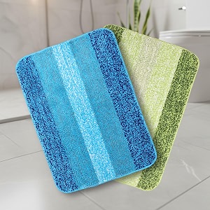 Saral Home Microfiber Striped Rectangle Shaped Anti-Skid