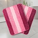 Saral Home Microfiber Striped Rectangle Shaped Anti-Skid