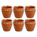 Saras Aajeevika Handmade Ceramic Khullad Cup Set of 6 Pc - 200ml|Handpainted Kullar Kullad kulhad Kullad Chai/Tea Cups Milk Coffee Mugs Microwave &amp; Dishwasher Safe Kitchen Dining Set Return Gift Set