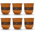 Saras Aajeevika Handmade Terracotta Khullad Cup Set of 6 Pc - 180ml|Handpainted Kullar Kullad kulhad Kullad Chai/Tea Cups Milk Coffee Mugs Microwave & Dishwasher Safe Kitchen Dining Set