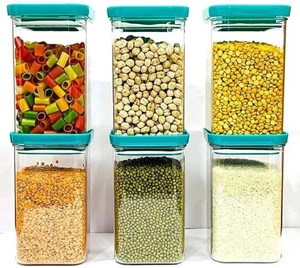 saraza plastic grocery container  - 1100 ml pack of 6 green