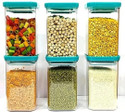SARAZA Plastic Grocery Container  - 1100 ml (Pack of 6, Green)
