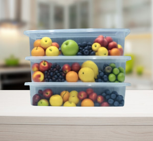 saraza plastic grocery container  - 1500 ml pack of 3 clear