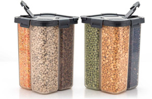 saraza plastic grocery container  - 1800 ml pack of 2 black