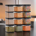 SARAZA Plastic Grocery Container  - 500 ml (Pack of 12, Clear, Black)