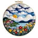 SARBUTER Needle Felting Kits, DIY Natural Landscape Wool Felt Starer Needle Felting Embroidery Kits for Beginners ，Suitable for Giftware Home Decoration (Lake)