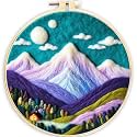SARBUTER Needle Felting Kits, DIY Rustic Landscape Wool Felt Starer Needle Felt Embroidery Kit for Beginners, Suitable for Giftware Home Decoration (Blue Sky)