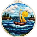 SARBUTER Needle Felting Kits, DIY Wool Felt Starer Needle Felting Kits for Beginners ，Suitable for Giftware Home Decoration (Sailboat Under Night Sky)