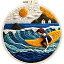 SARBUTER Needle Felting Kits, DIY Wool Felt Starer Needle Felting Kits for Beginners ，Suitable for Giftware Home Decoration (Surfing Seaside)
