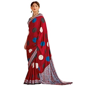 SAREE MALL Womens Ajrkh Print Satin Crepe