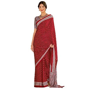 SAREE MALL Womens Ajrkh Print Satin Crepe