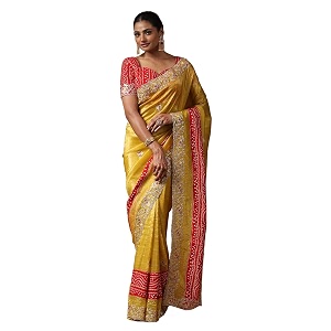 SAREE MALL Womens Tissue Embroidered Saree With