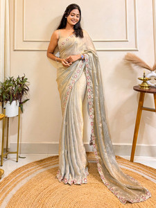 Sareemall Embellished Bollywood Satin Saree