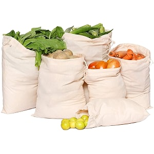 cotton vegetable bags fridge storage bag sabji fruits pouch refrigerator produce bags clothe muslin reusable washable with drawstrings10 x 13 inch pack of 12