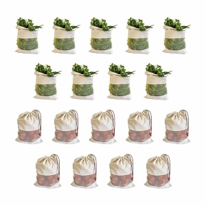 cotton vegetable bags fridge storage bag sabji fruits pouch refrigerator produce bags clothe muslin reusable washable with drawstringspack of 18