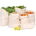 Cotton Vegetable Bags Fridge Storage Bag Sabji Fruits Pouch Refrigerator Produce bags Clothe Muslin Reusable Washable with Drawstrings.(10 x 13) inch. (PACK OF 8)