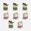 Cotton Vegetable Bags Fridge Storage Bag Sabji Fruits Pouch Refrigerator Produce bags Clothe Muslin Reusable Washable with Drawstrings.(PACK OF 4)