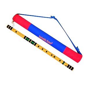 sarfuddin flutes e natural medium right hand bansuri size 16 inches bamboo flute black and green threads combinations with carry bag