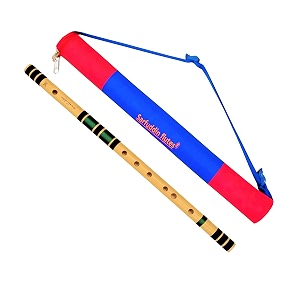 sarfuddin flutes e natural base right hand bansuri size 30 inches bamboo flute black and green threads combinations with carry bag