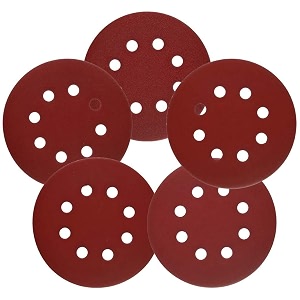 sarrah 5-inch 8-hole loop sanding discs 5pcs of each grit 120240320600800 assorted grits sandpaper - total 25 nos