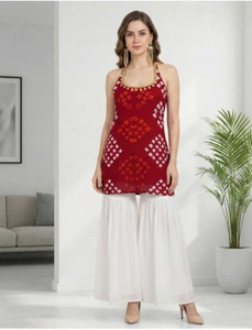 sarswa Women Bandhani Straight Kurta