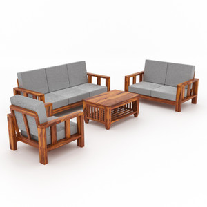 sarswatifurniture solid sheesham wooden fabric for living room home  office fabric 3  2  1 sofa set