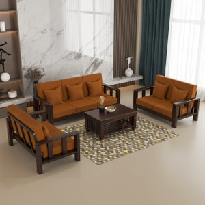 sarswatifurniture solid sheesham wooden fabric for living room home  office fabric 3  2  2 sofa set