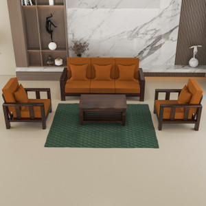 sarswatifurniture solid sheesham wooden fabric sofa set for living room home  office fabric 3  1  1 sofa set