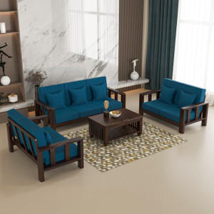 sarswatifurniture solid sheesham wooden fabric sofa set for living room home  office fabric 3  2  2 sofa set