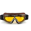 SARTE Motorcycle Riding Goggles Anti-Scratch Eyewear Bike Goggles Retro Motorcross Helmet Goggle for Men (Pack of 1) (Yellow)
