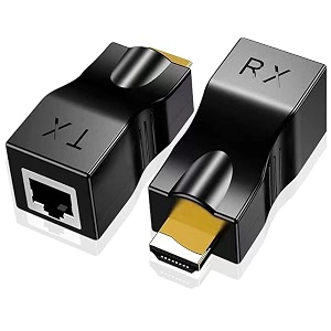 hdmi extender over cat5e6 ethernet to hdmi 2 ports rj45 ethernet network adapter support 1080p up to 30m98ft video and audio for hdtv ps4 stb black - 2 pack