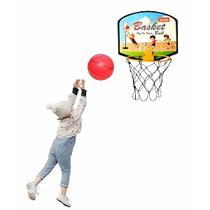 sarvda basketball portable set for kids with hanging board ball net outdoor and indoor game good pastime gift set multicolor basketball - 1