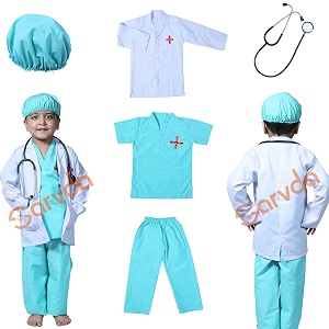 Sarvda Doctor Dress for Kids White