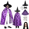 Sarvda Halloween Spider Web Cape for Kids| Purple &amp; Black Spider Costume for Boys &amp; Girls| Hat and Dracula Teeth| Halloween Stickers| For 2 to 8 Years Kids