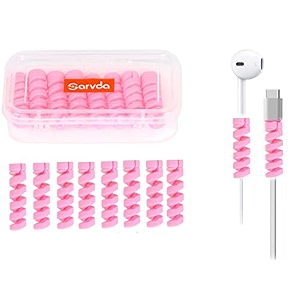 sarvda spiral charging cable protector  highly flexible silicone usb charging data cable protector  cord protective cable cover suit for all phones pink cable protector 8
