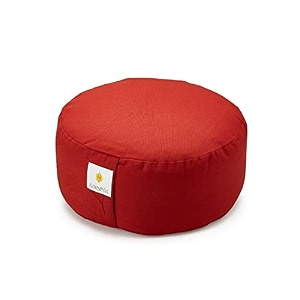hi-zafu meditation cushion filled with buckwheat hulls royal blue